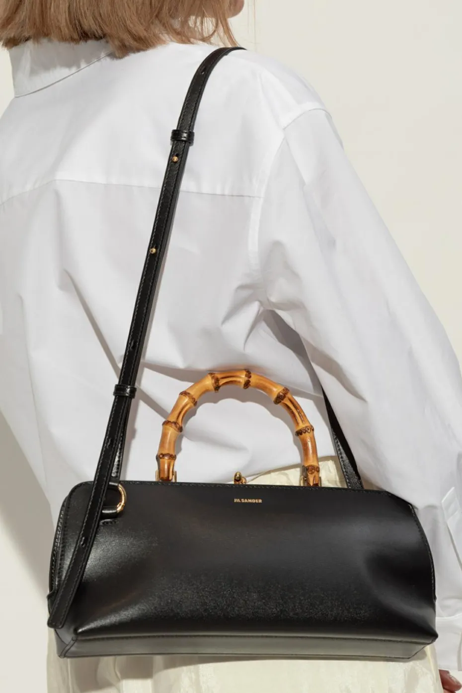 JIL SANDER CZARNY Torba do ręki `Goji Bambo Small`