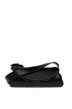 JIL SANDER CZARNY Torba na ramię `Cannolo Mini Wave`