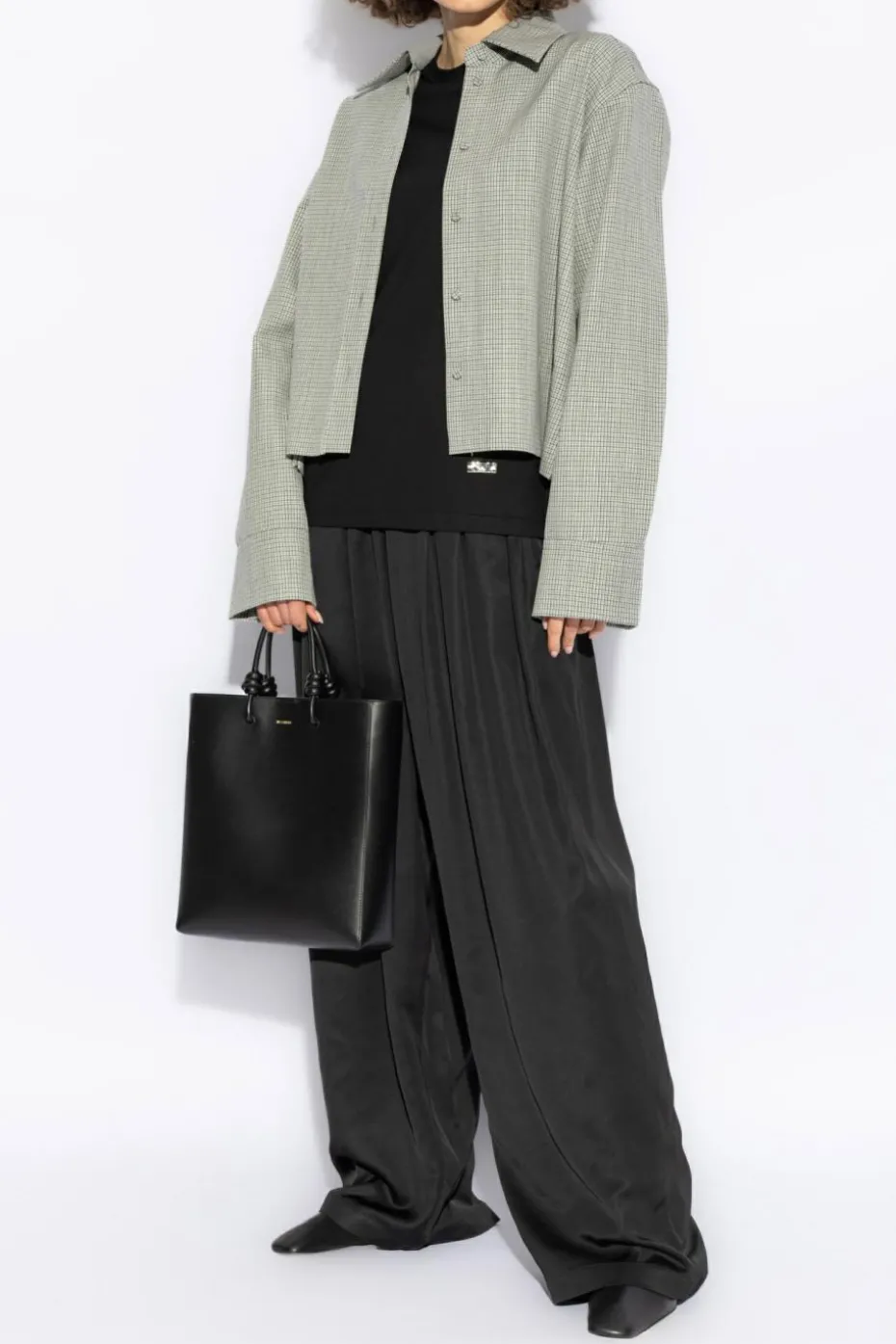 JIL SANDER CZARNY T-shirt z długim rękawem