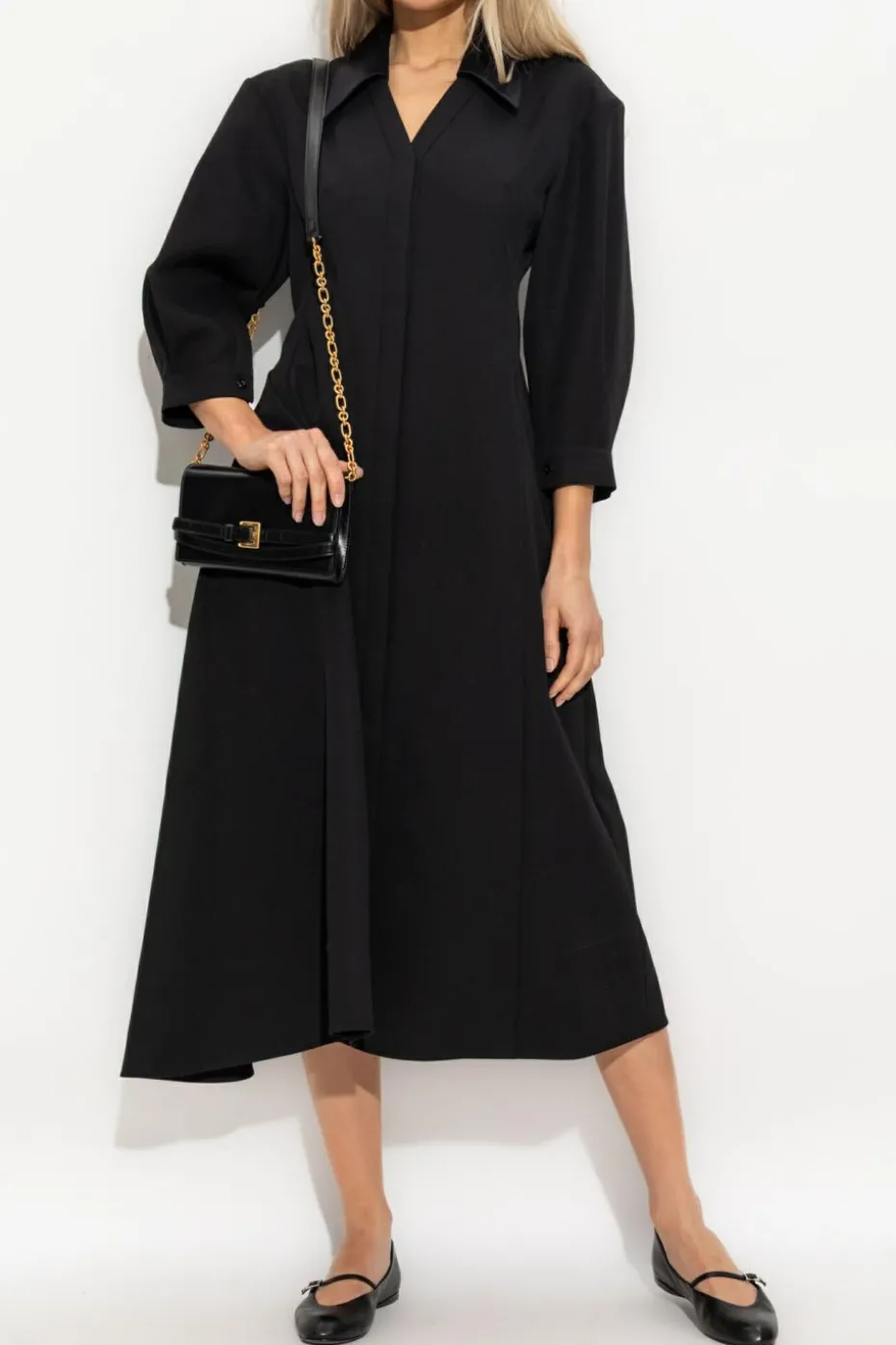 JIL SANDER CZARNY Wełniana sukienka