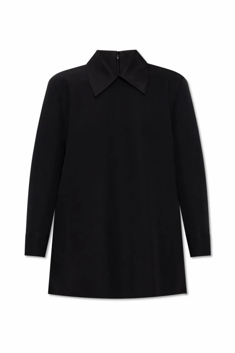 JIL SANDER CZARNY Wełniany top z kołnierzem