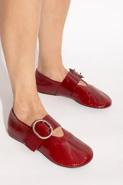 JIL SANDER CZERWONY Skórzane buty
