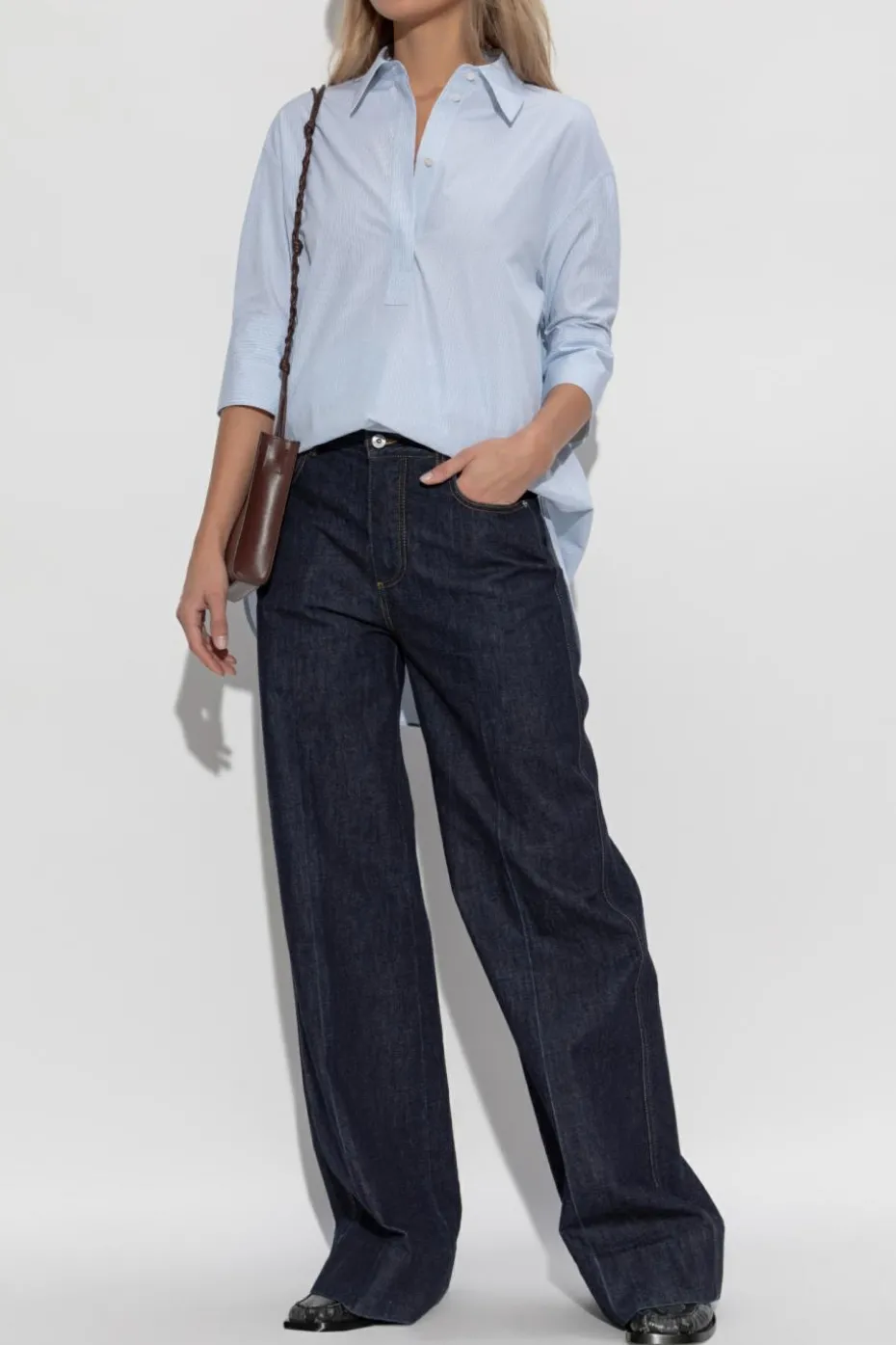JIL SANDER jasnoniebieski Bawełniana koszula