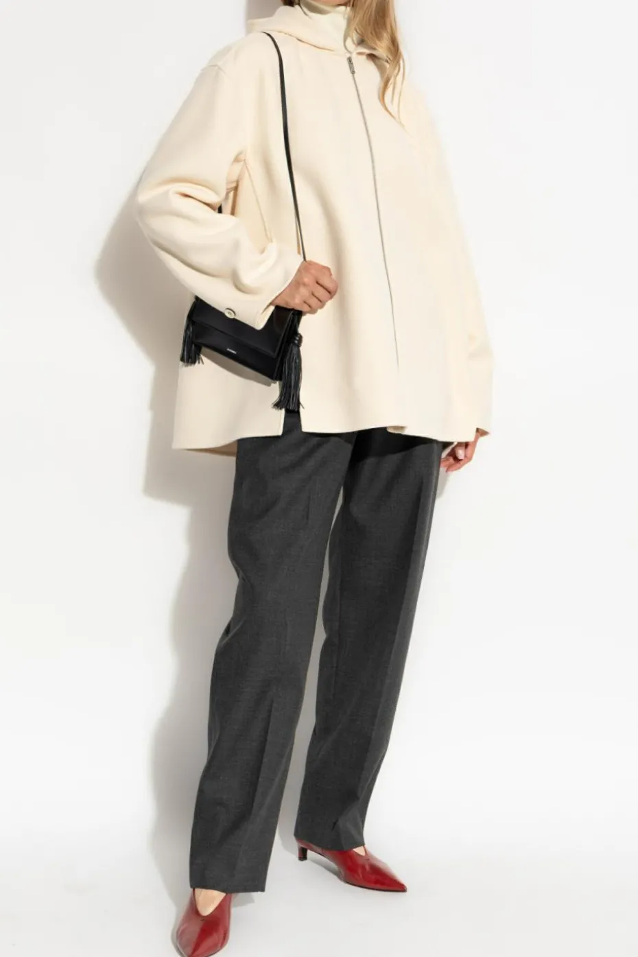 JIL SANDER kremowy Kurtka z kapturem
