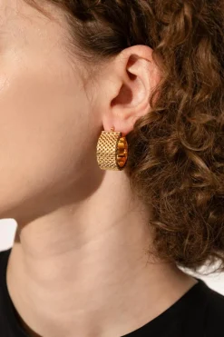 JIL SANDER ZŁOTY Mosiężne kolczyki
