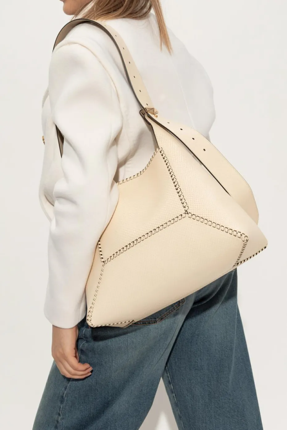 Jimmy Choo kremowy Torba na ramię `Diamond Medium`
