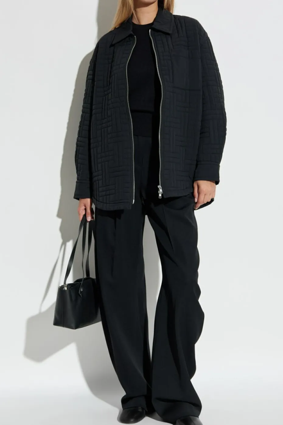 Kenzo CZARNY Pikowana kurtka z logo