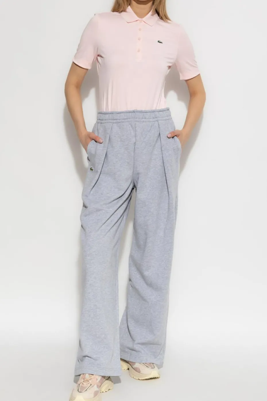 Lacoste SZARY Spodnie dresowe z logo