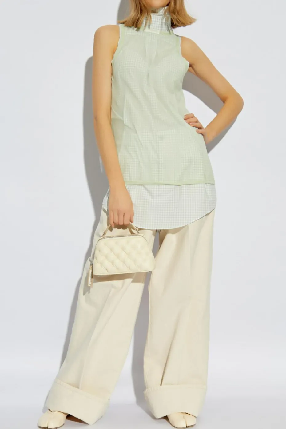 Maison Margiela ZIELONY Top bez rękawów