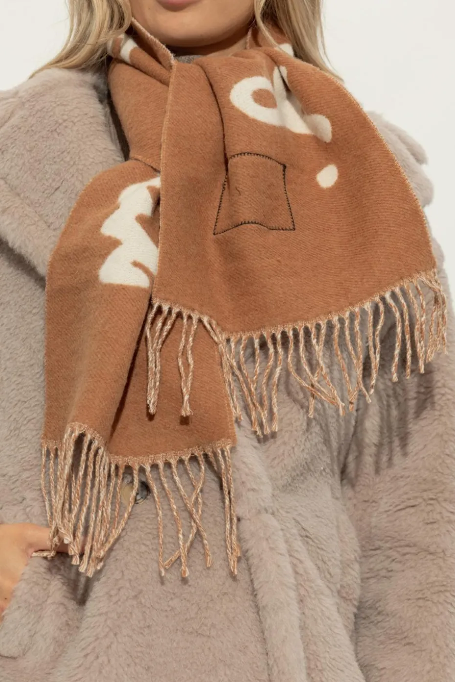 Marc Jacobs BRĄZOWY Wełniany szal