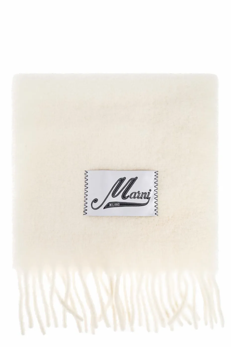 Marni kremowy Szalik z logo