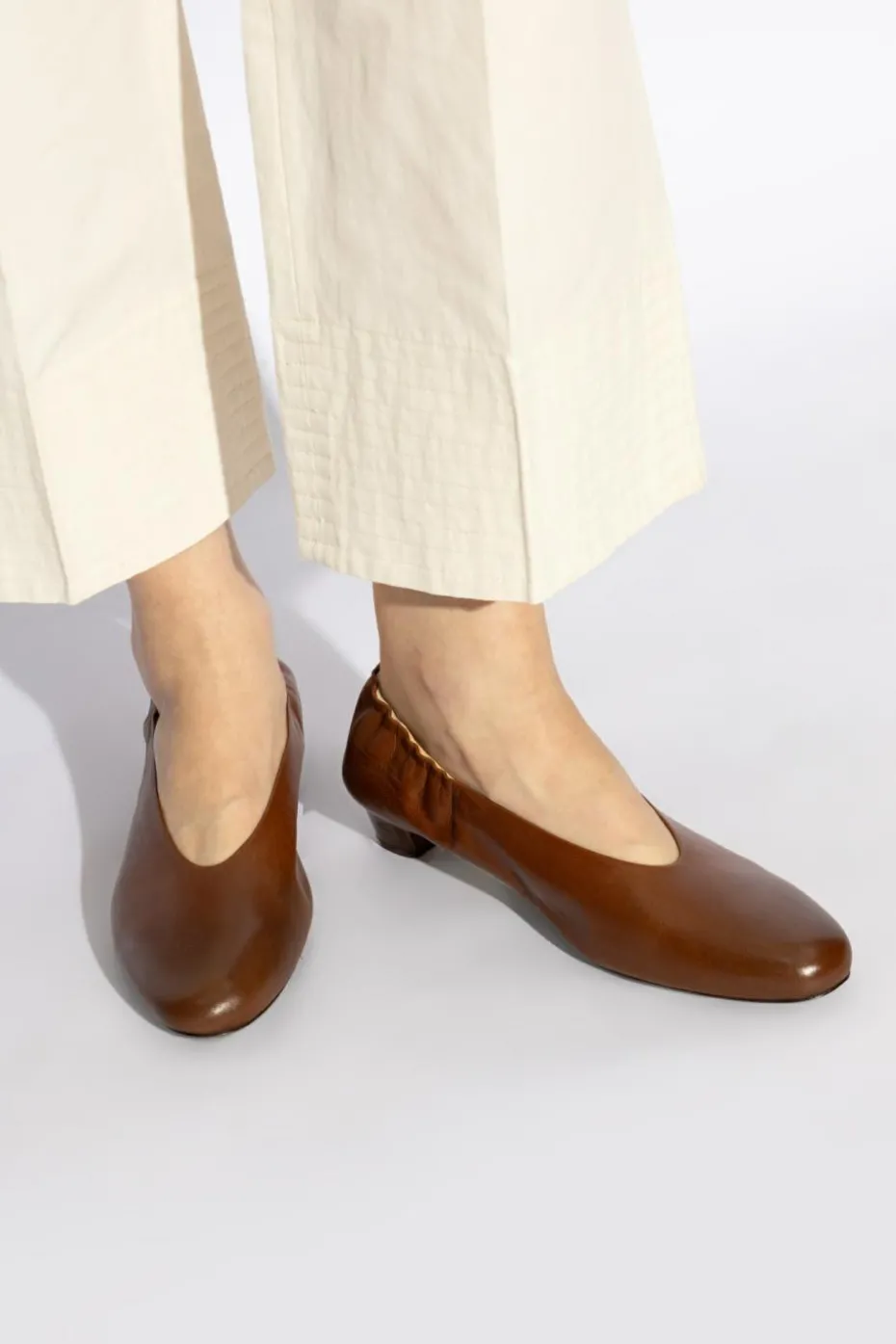 Marsell BRĄZOWY Skórzane buty na obcasie