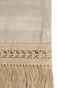 Max Mara beżowy Lniany szal `Grammo`