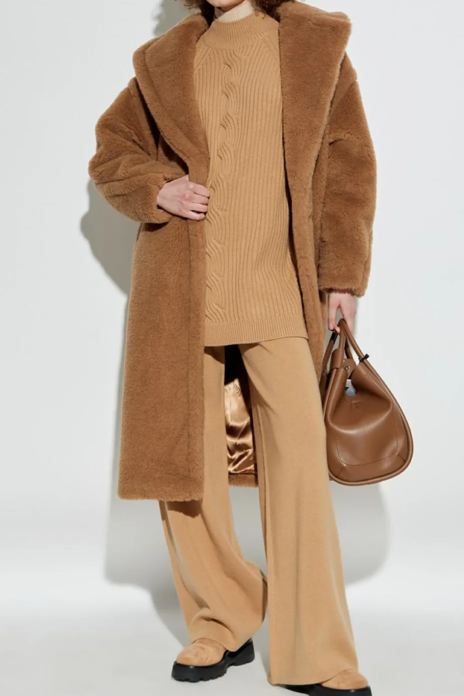 Max Mara beżowy Płaszcz z wielbłądziej wełny ‘Teddy’