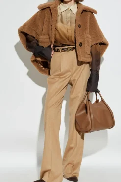 Max Mara beżowy Spodnie z wielbłądziej wełny ‘Carbone’