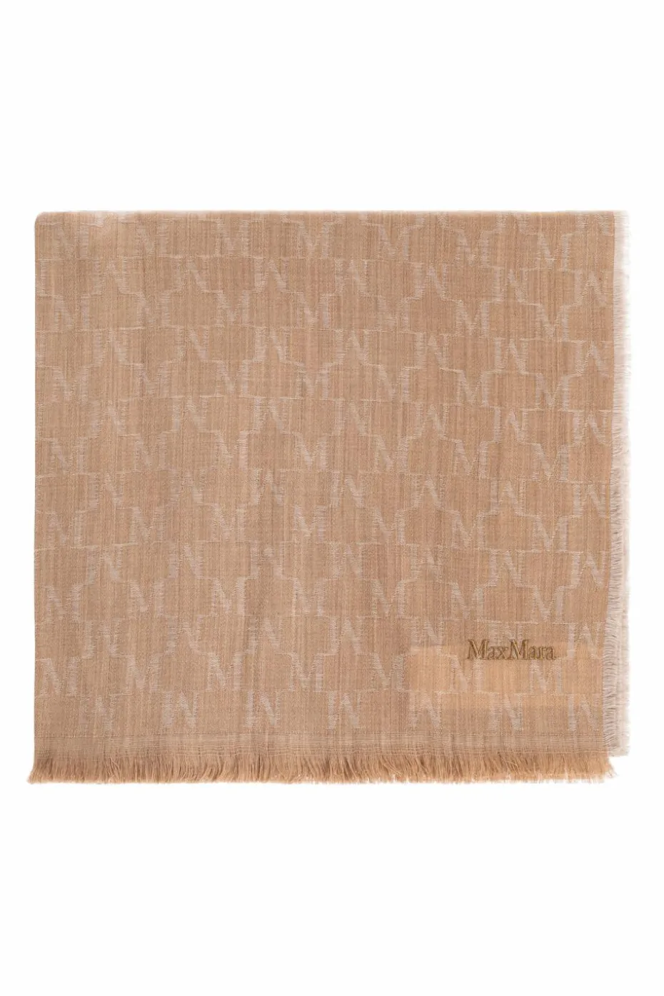 Max Mara beżowy Szal z monogramem