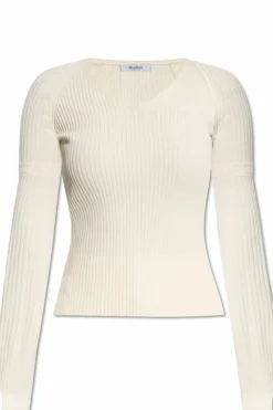 Max Mara BIAŁY Prążkowany sweter ‘Gioisa’