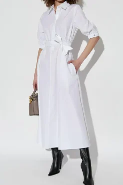 Max Mara BIAŁY Sukienka z kołnierzem ‘Hoyo’