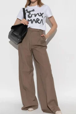 Max Mara BIAŁY T-shirt `Calcio`