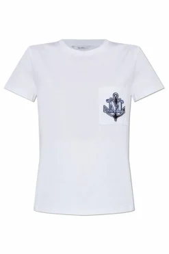 Max Mara BIAŁY T-shirt z kieszenią