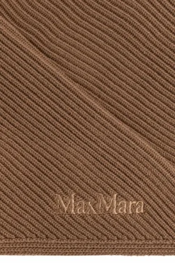Max Mara BRĄZOWY Wełniany szal `Girotta`
