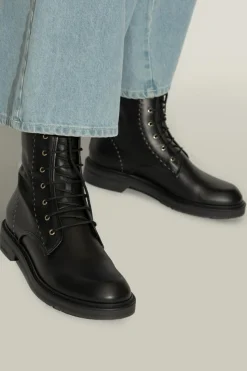 Max Mara CZARNY Skórzane buty `Urbancombact`