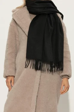 Max Mara CZARNY Szal `Tartan` z wielbłądziej wełny