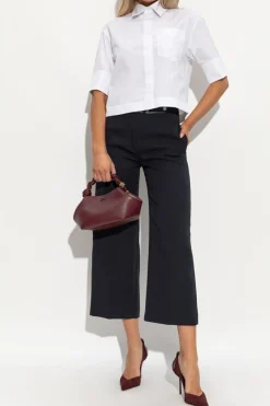 Max Mara GRANATOWY Spodnie w kant ‘Novella’