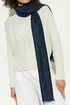 Max Mara GRANATOWY Szal `Umes`