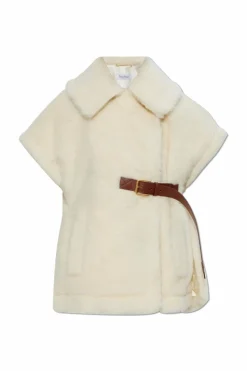 Max Mara kremowy Ponczo z paskiem