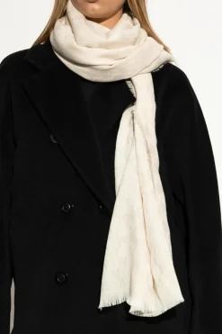 Max Mara kremowy Szal z monogramem