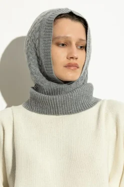 Max Mara SZARY Kaszmirowy kaptur