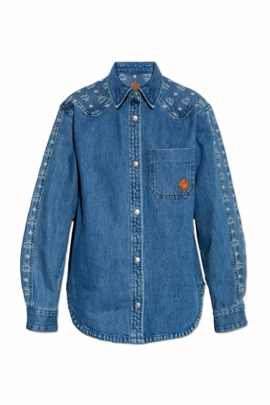 MCM NIEBIESKI Jeansowa koszula z monogramem