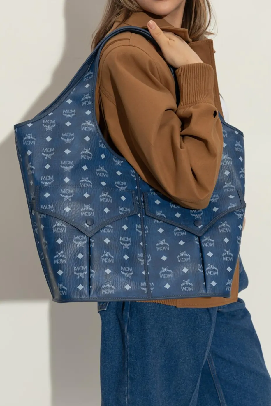 MCM NIEBIESKI Torba typu `shopper`