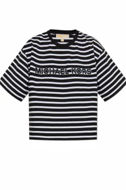 Michael Michael Kors CZARNY T-shirt ze wzorem w pasy