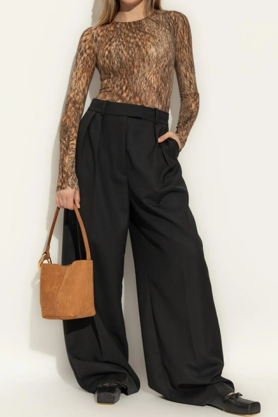 MM6 Maison Margiela BRĄZOWY Body z motywem zwierzęcym