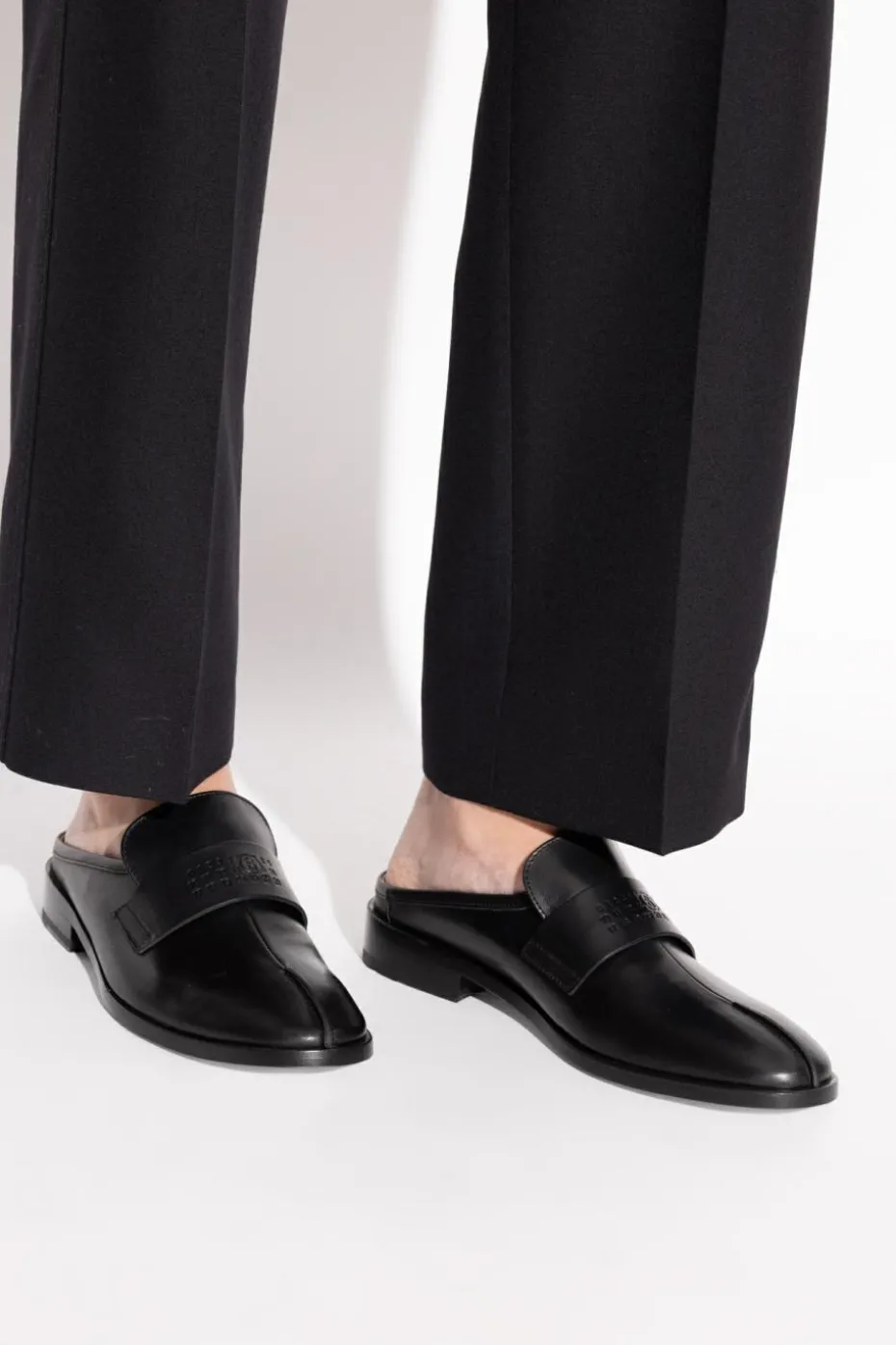 MM6 Maison Margiela CZARNY Skórzane klapki
