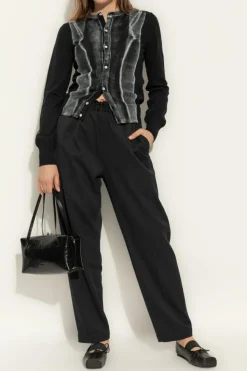 MM6 Maison Margiela CZARNY Spodnie w kant