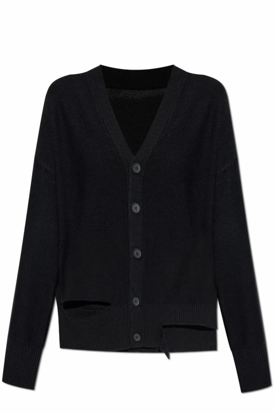 MM6 Maison Margiela CZARNY Kardigan z wełnianym wykończeniem
