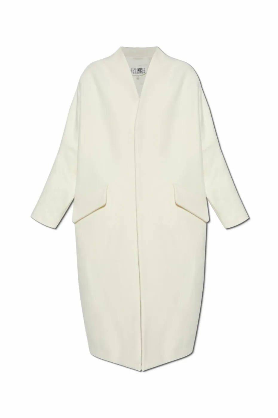 MM6 Maison Margiela kremowy Wełniany płaszcz