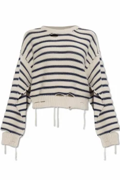 MM6 Maison Margiela kremowy Sweter ze wzorem w pasy