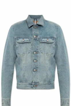 MM6 Maison Margiela NIEBIESKI Kurtka jeansowa z rozcięciem