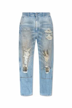 MM6 Maison Margiela NIEBIESKI Jeansy z efektem `vintage`
