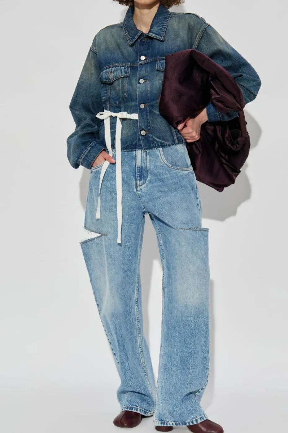 MM6 Maison Margiela NIEBIESKI Jeansowa kurtka