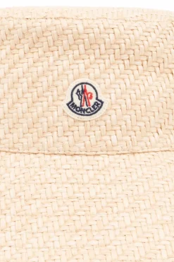 Moncler beżowy Kapelusz z naszywką z logo