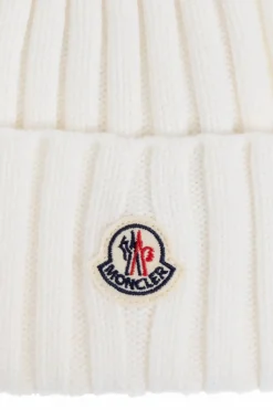Moncler BIAŁY Czapka z pomponem