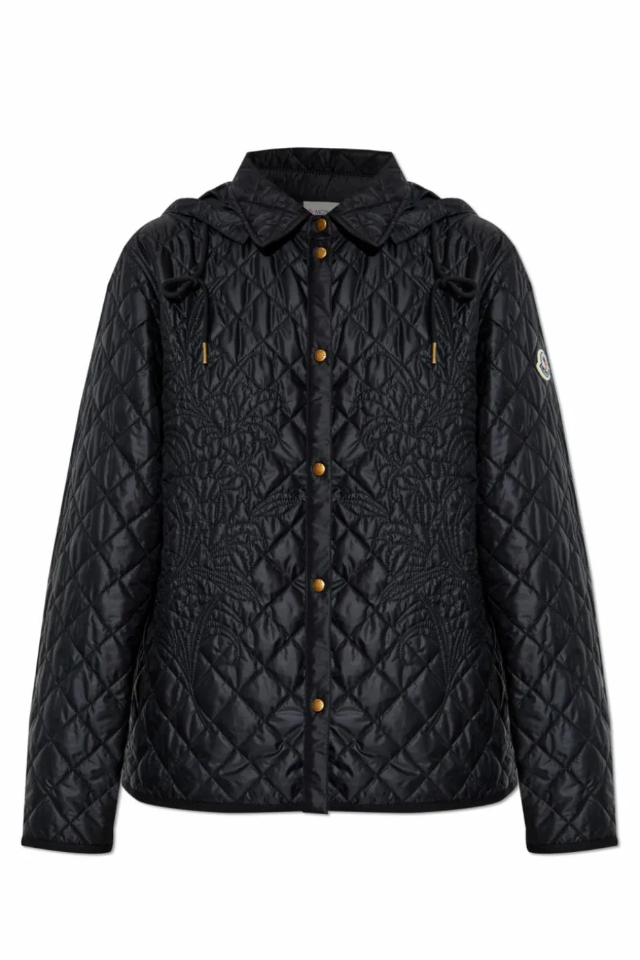 Moncler CZARNY Pikowana kurtka z odpinanym kapturem
