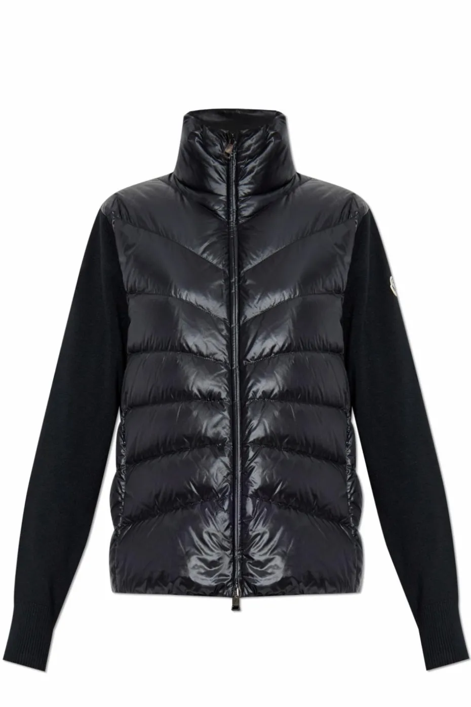 Moncler CZARNY Pikowany puchowy kardigan