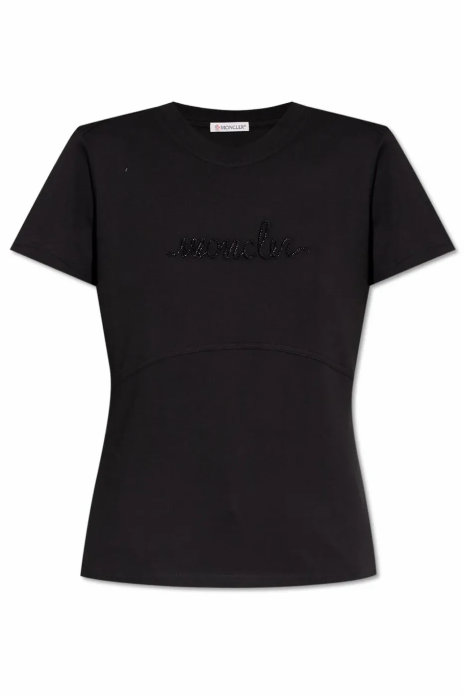 Moncler CZARNY T-shirt z logo