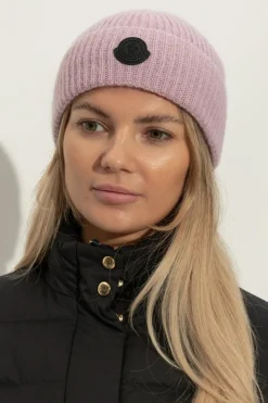 Moncler FIOLETOWY Czapka z naszywką z logo